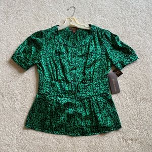 NWT Victor Alfaro Green Print Top
